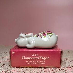 Vintage 1978 Avon Pampered Piglet Ceramic Pomander w/ Box